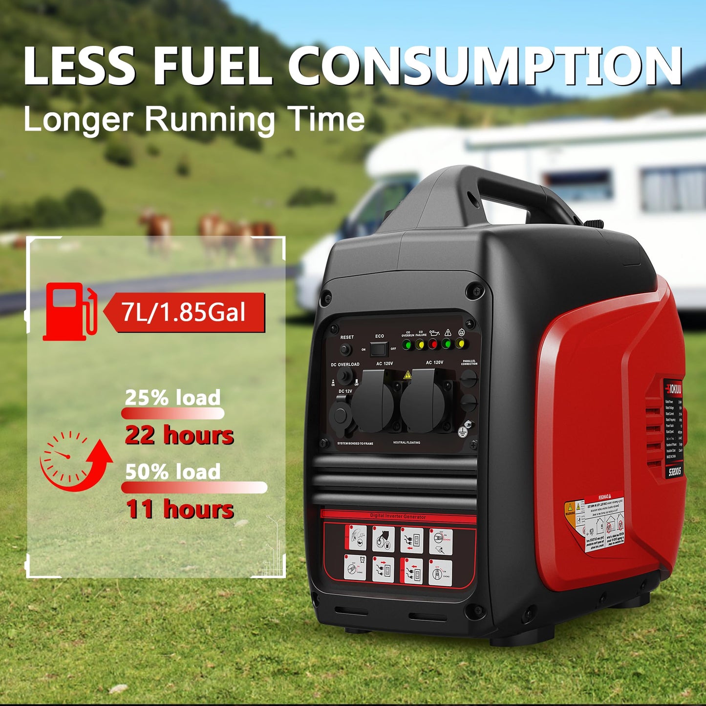 SIOKIUU 3200W Portable Generator Super Quiet Inverter Generator Ultra Lightweight for Home Backup Outdoor Camping, CO Sensor Protect, EPA, ECO Mode