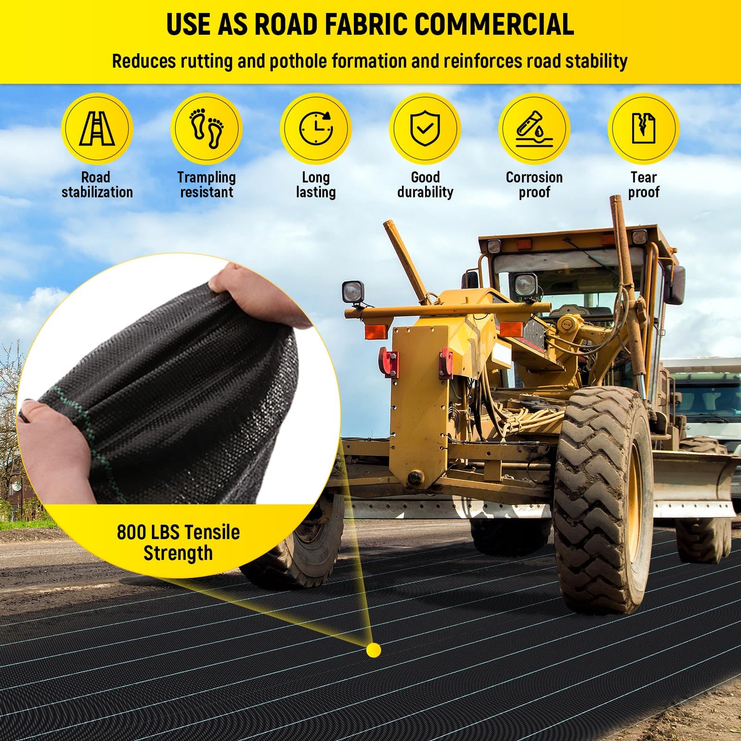 Doniks 6x300ft Driveway Fabric,3.5OZ Commercial Heavy Duty Weed Barrier Fabric, Garden Landscape Fabric,French Drain Fabric for Erosion Control,Landscape Fabric,Weed Barrier,Construction Projects