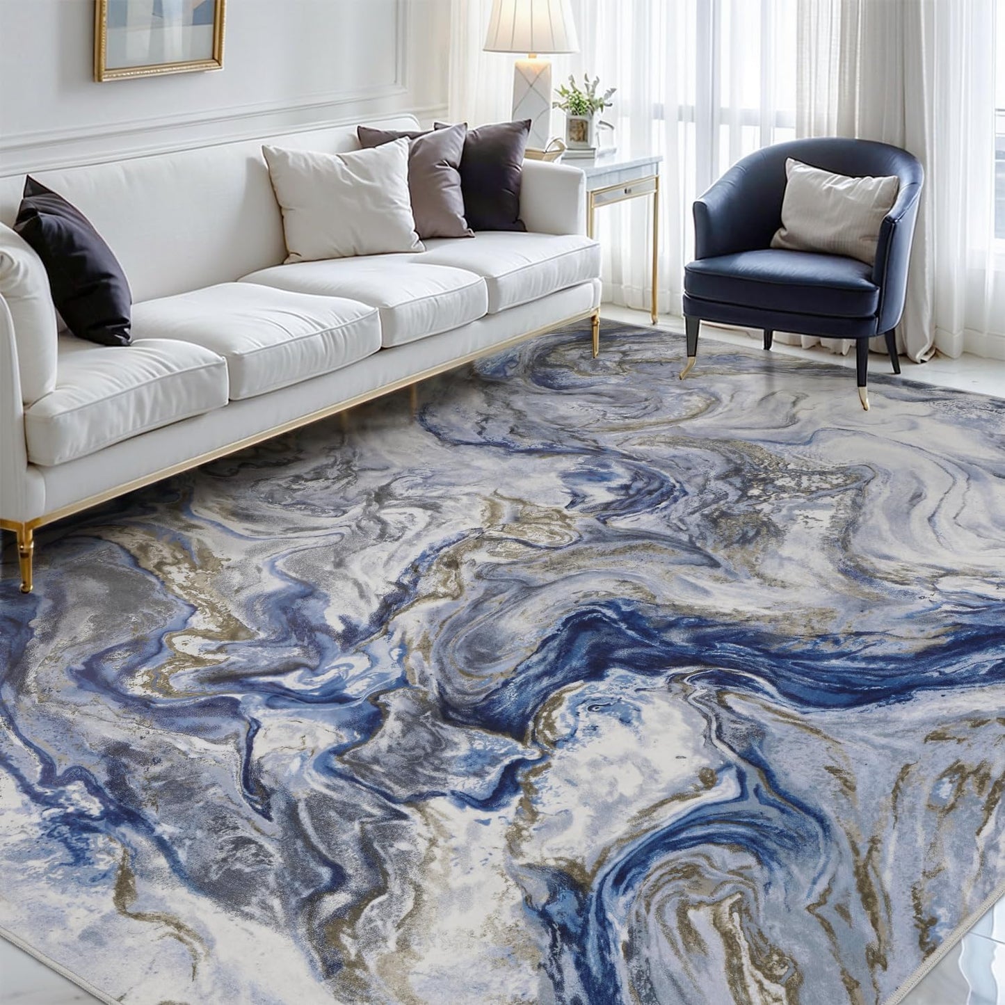 6x9 Area Rugs for Living Room, Modern Abstract Rug for Bedroom, Contemporary Machine Washable Rug, Large Stain Resistant Carpet for Dining Room Playroom Home Office, Pet & Kids Friendly