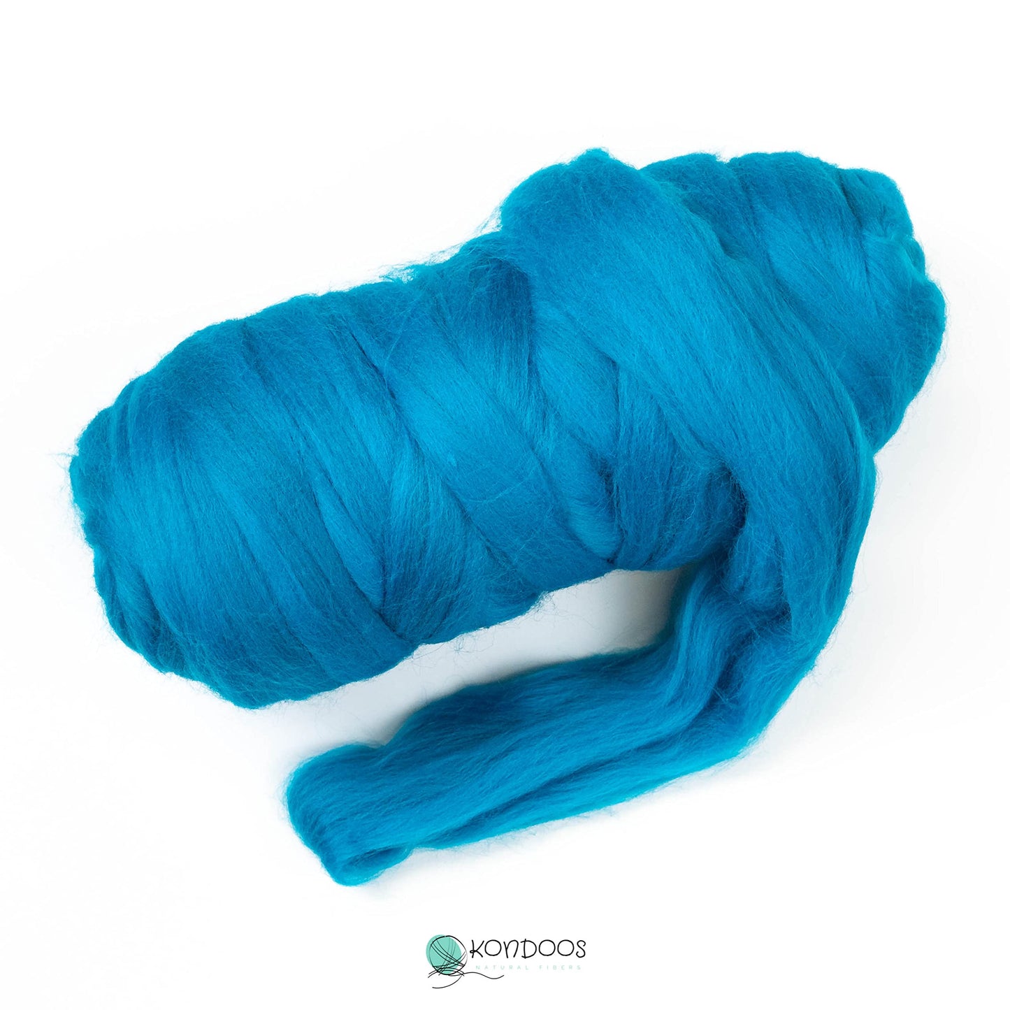 Kondoos Colored Natural Wool roving, 1 lb. Best Wool for Needle Felting, Wet Felting, handcrafts and Spinning.Wool Felting Yarn Supplies (Turquoise, 1 lb)