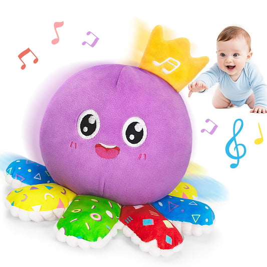 Baby Toys 6-12 Months,Musical Crawling Octopus Plush Toy,Sensory Toys for Infants,Birthday Boy 7 8 9 10 12-18 Month,Tap and Voice Interaction,Walking Bouncing Learning Tummy Time Toy