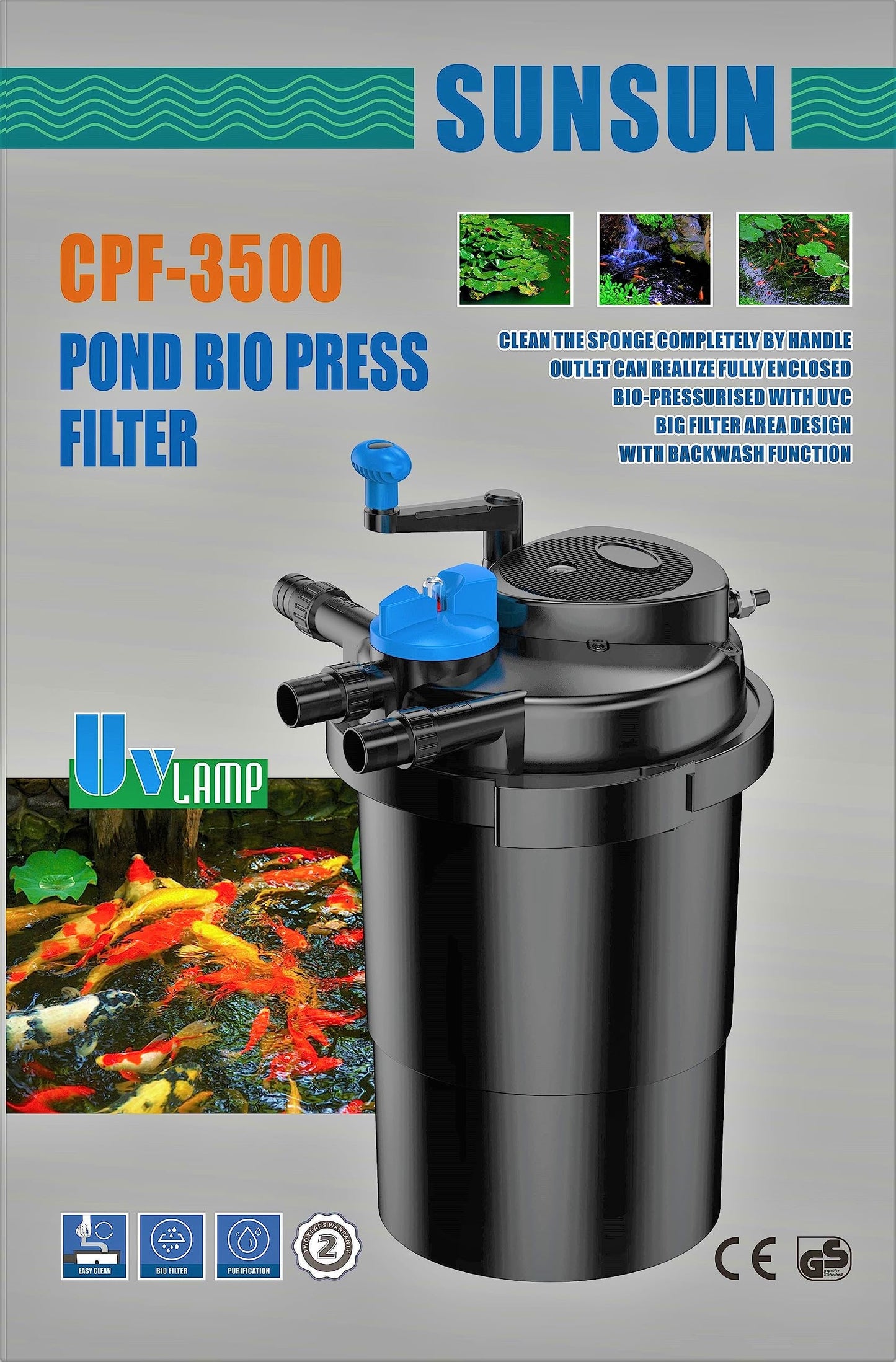SunSun CPF-3500 Pond Filter 11W, 1849gph