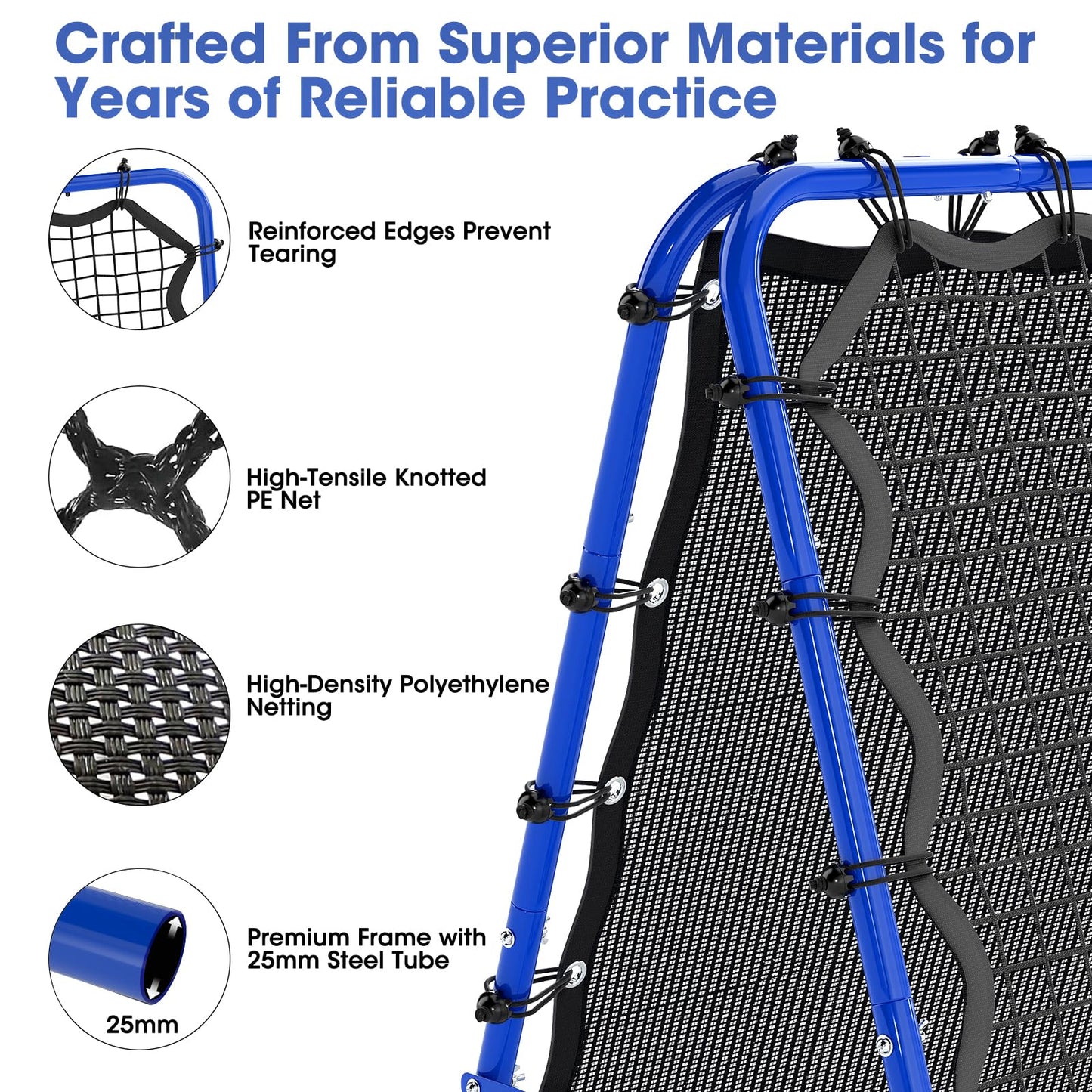 JIRTEMOT Soccer Rebounder Net, 2-Sided Football Trainer with Fast/Slow Rebound for Ball Control, Passing, Shooting, Portable Volleyball Practice Equipment for Youth & Adults, Easy Setup, 5FTx4FT