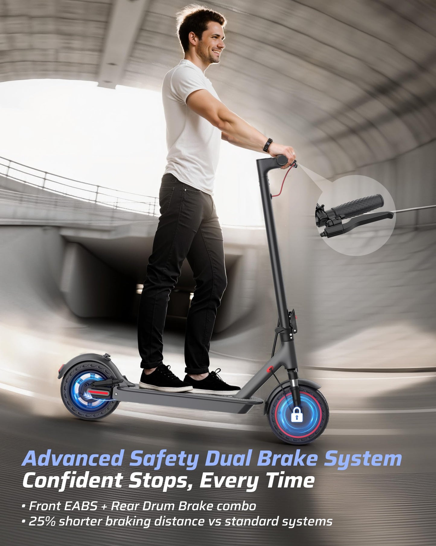 Qlaway 500W Motor Adult Electric Scooter - 22 Mph Maximum Speed & 22 Miles Range, 10" Solid Tires, Aluminum Alloy Folding Kick Scooter with Dual Suspension
