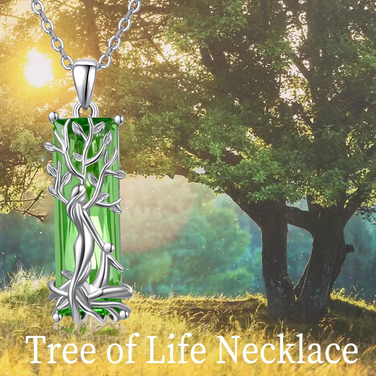 AENEAS Valentines Day Gifts for Women Her Tree of Life Necklace for Women 925 Sterling Silver Famliy Tree of Life Pendant Green Crystal Jewelry Gifts for Women Wife Her