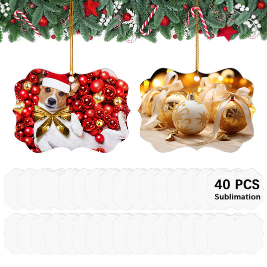 40 pcs 3.9" × 2.8" Metal Sublimation Ornament Blank,Double Sided Sublimation Ornaments,Sublimation Christmas Ornament Blanks for Christmas Tree Decor Ornaments DIY Handmade Crafts