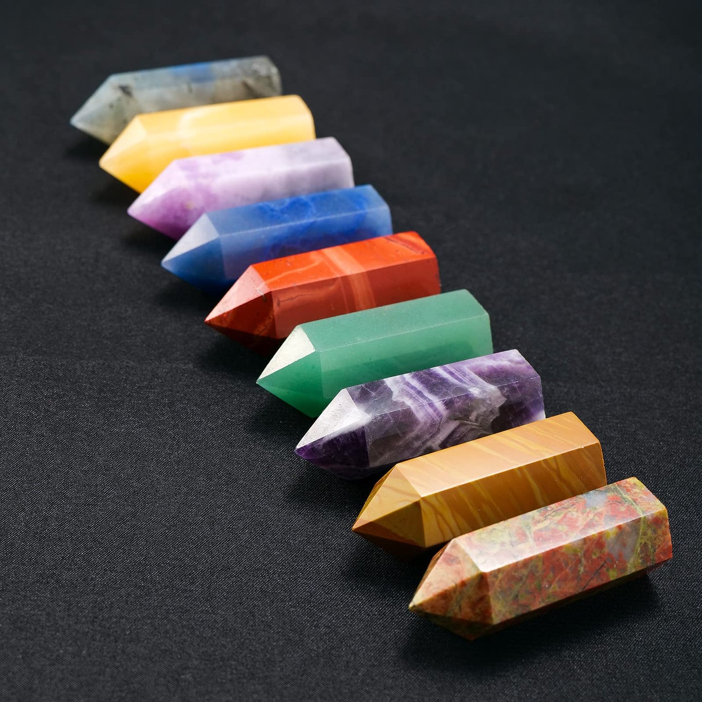 Apengshi Amazonite Natural Healing Crystal Tower 1.57-1.96in(4-5cm) Faceted Single Point Chakra Crystal Stone Meditation Home Decor Collection Gift