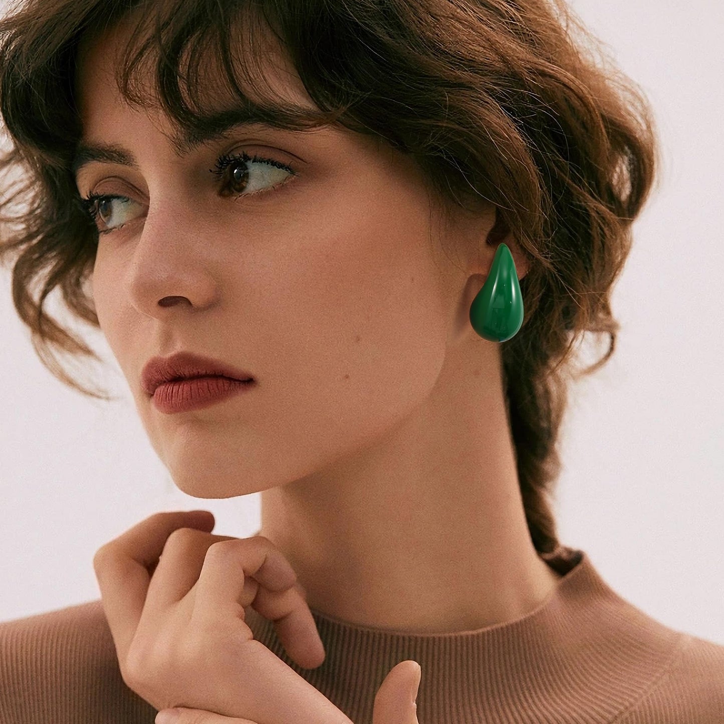 Gacimy Green Teardrop Earrings Dupes for Women, Chunky Drop Earrings for Women with 925 Sterling Silver Post, 1.2Inches Green
