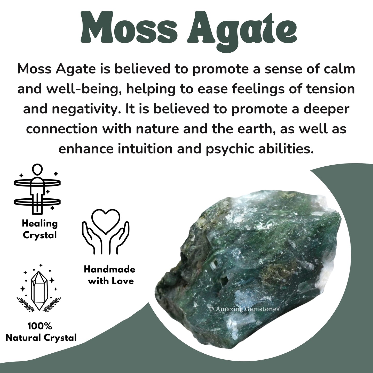 Amazing Gemstone 2 Pieces Moss Agate Raw Crystals and Healing Stones, Natural Rocks for Tumbling and DIY Raw Stones and Crystals