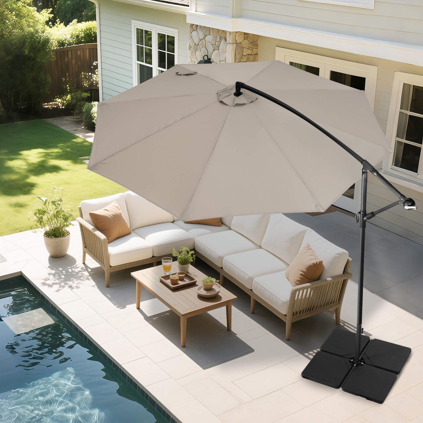 FLAME&SHADE 256lb 4 Pieces Base Stand Weight Set for Outdoor Patio Cantilever Offset Umbrella, Black