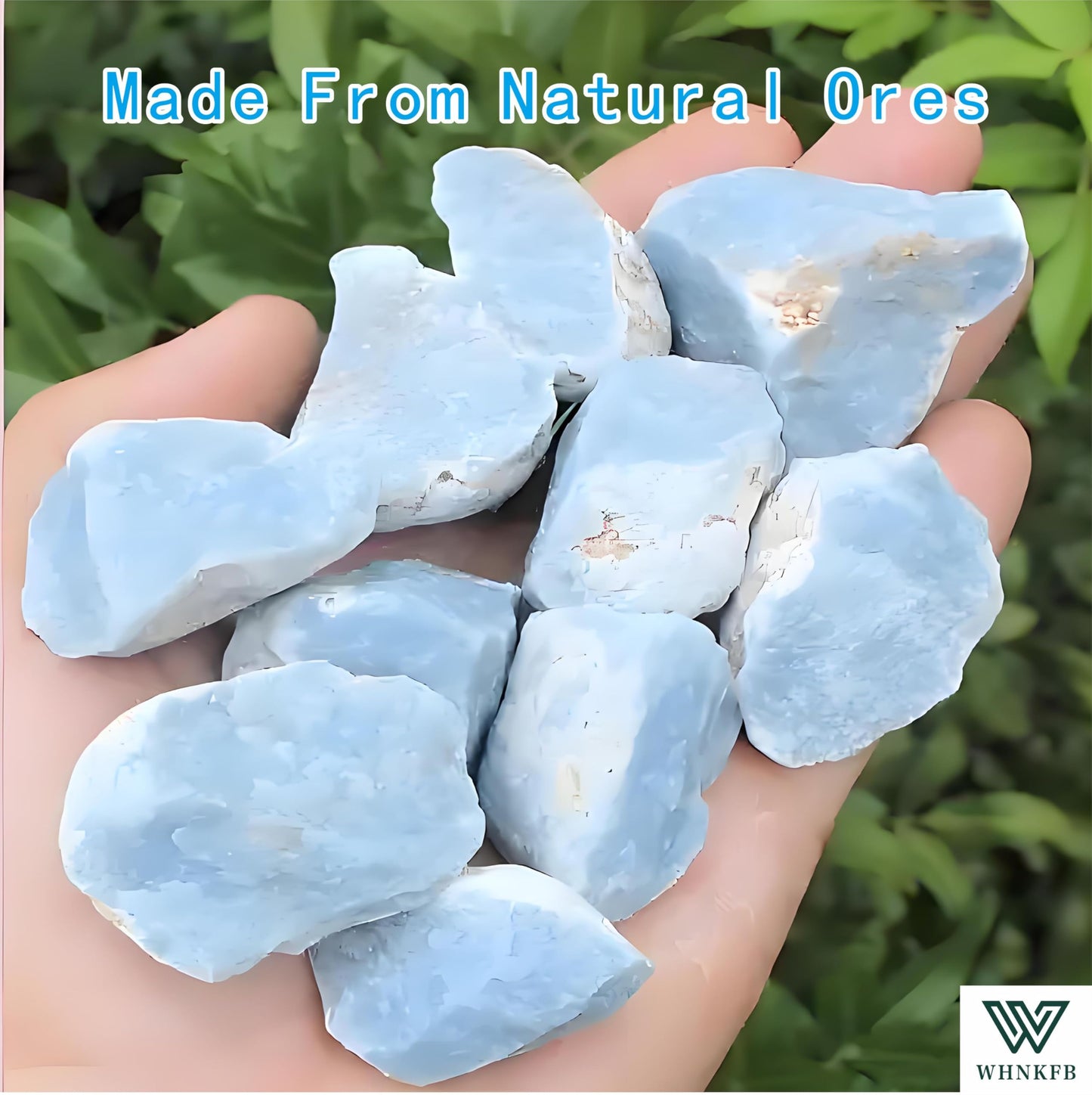 WHNKFB 6mm 100PCS Natural Blue Angelite Round Beads, Celestial Blue Loose Gemstone Beads for Jewelry Making Craft - 6mm 8mm 10mm Options with Free Elastic Cord