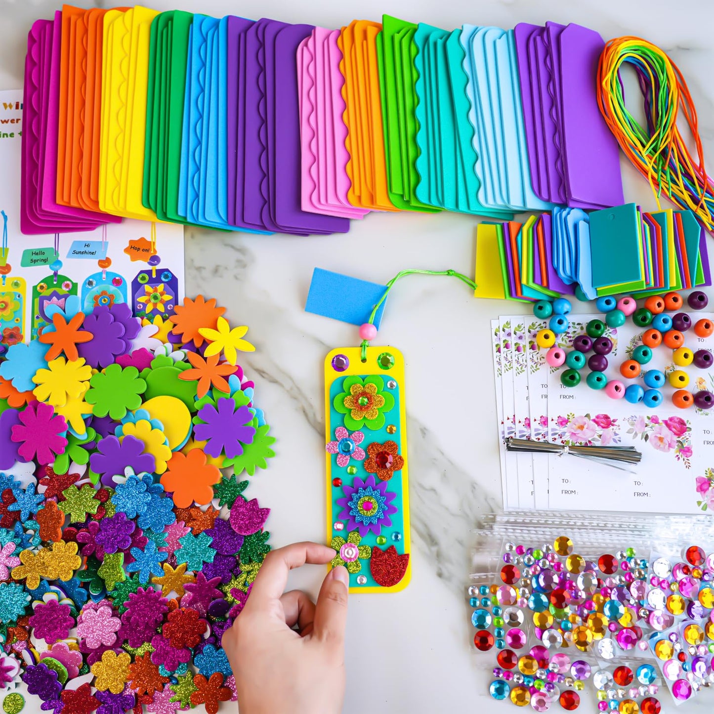 Winlyn 36 Sets Flower Crafts Kits Spring Summer Crafts DIY 3D Tuilp Sunflower Flower Bookmarks Ornaments Art Sets Foam Stickers Arts and Crafts for Kids Camping Classroom Activities Party Favors