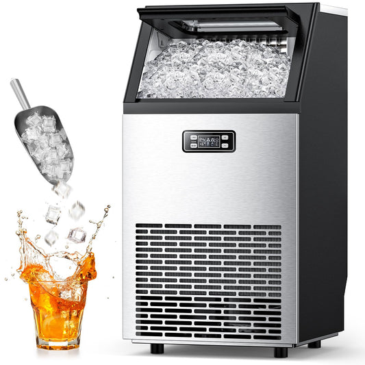 Antarctic Star Commercial Ice Maker, 100lbs/24H Under Counter Freestanding Ice Machines with 33lbs Storage, Stainless Steel Self Cleaning Ice Makers for Home/Bar/Restaurant/Outdoor