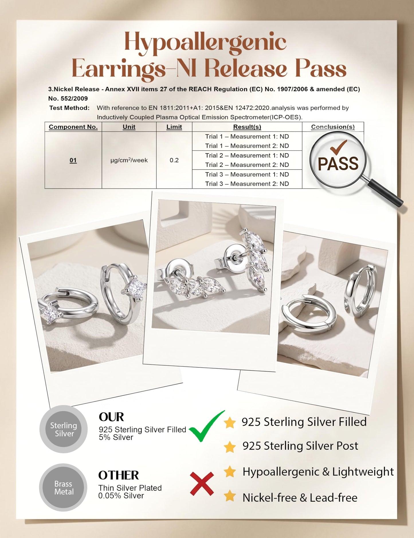 MILACOLATO 925 Sterling Silver Earrings for Women, Sterling Silver Filled Small Stud Huggie Hoop Earrings Sets for Multiple Piercing Hypoallergenic Jewelry, CZ Cartilage Earrings Stacks Trendy Jewelry Gifts, 3 Pairs-Leaf