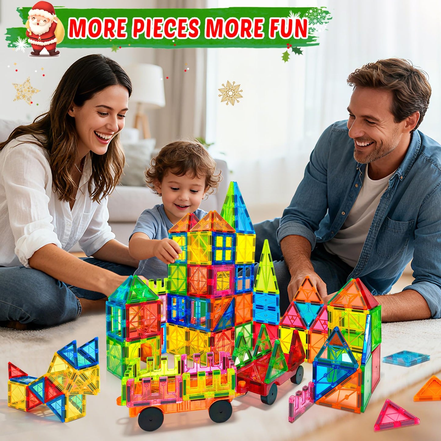 NVHH 100PCS Magnetic Tiles Blocks for Kids Ages 3-5 4-8,STEM Learning Educational Preschool Magnet Building Toys for Toddlers,Christmas Birthday Gifts Toys for 3 4 5 6 7 8+ Year Old Boys Girls