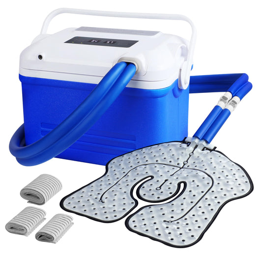 Fuptos Cold Therapy Machine for Knee & Shoulder, Pain Relief, Post-Surgery Recovery, Cryotherapy for Muscle Recovery, Sports Injuries, Digital Timer, Quiet Pump, Universal Ice Pad