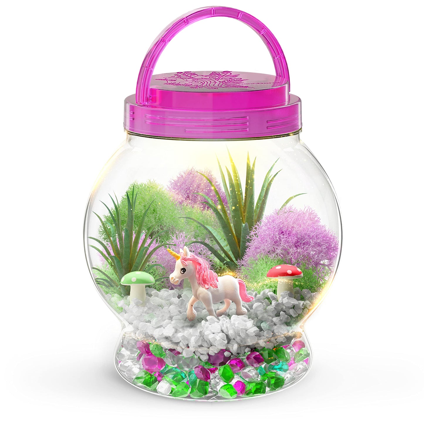 Dan&Darci Light-Up Unicorn Terrarium Kit for Kids - Kid Birthday Gifts - Best Unicorn Toys & Activities Kits Presents - Arts & Crafts for Girls & Boys Age 4 5 6 7 8-12 Year Old Girl Gift