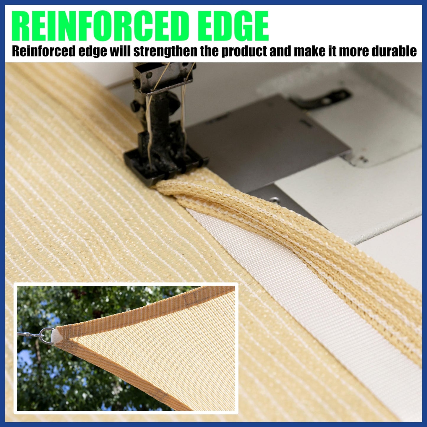 ShadeMart 14' x 14' Beige Sun Shade Sail Square Canopy Fabric Cloth Screen smTAPR1418, Water and Air Permeable & UV Resistant, Heavy Duty, Carport Patio Outdoor & (We Customize Size)