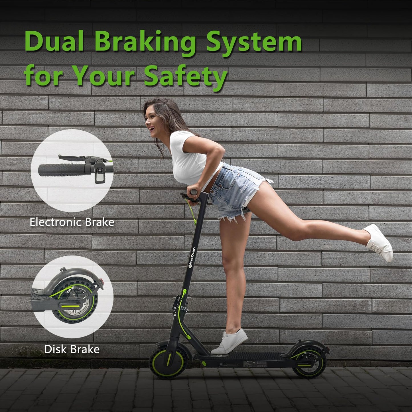 Electric Scooter for Adults, Folding E Scooter with 350W/500W Motor 19Mph Top Speed 18 Miles Long Range, 8.5" Solid Tires Portable Commuting Motorized Kick Scooters Double Braking System - Green