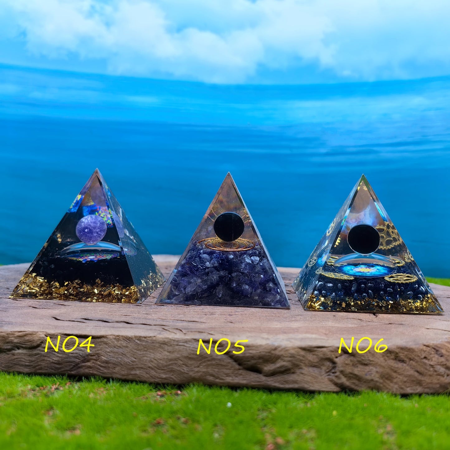 Healing Crystals Orgone Pyramid for Positive Energy, Stress Reduction, and Attracting Wealth and Luck Reduce Stress and Promote Healing with this Crystal Pyramid Home Decor (NO4,6cm)
