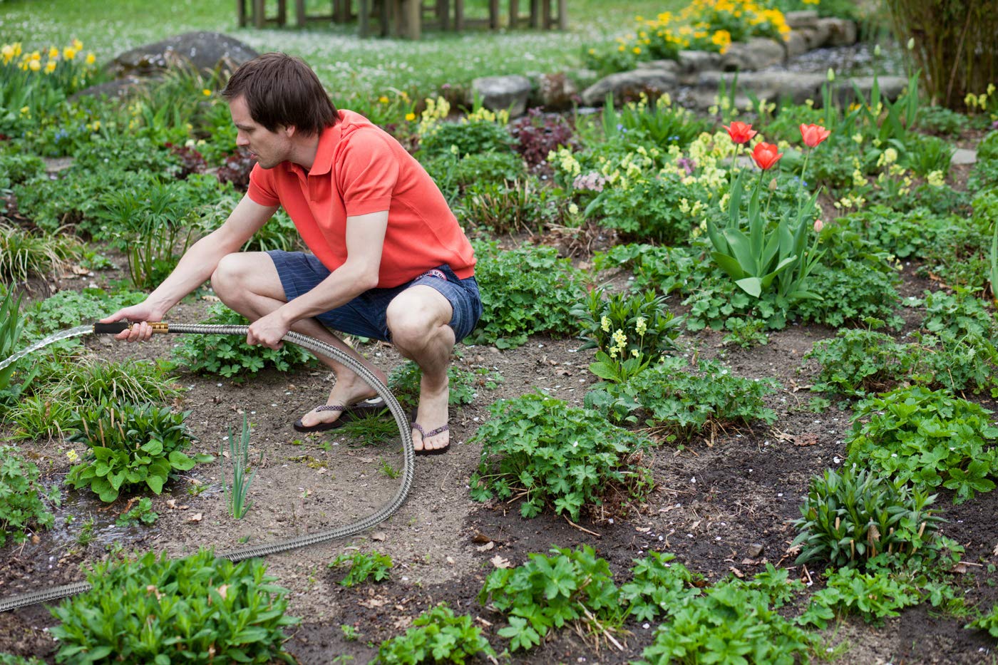 Rosy Earth Expandable Metal Garden Hose 75 FT - 304 Stainless Steel Water Hose 75 FT - Heavy Duty non Kinking Flexible Garden Hose, no Bite