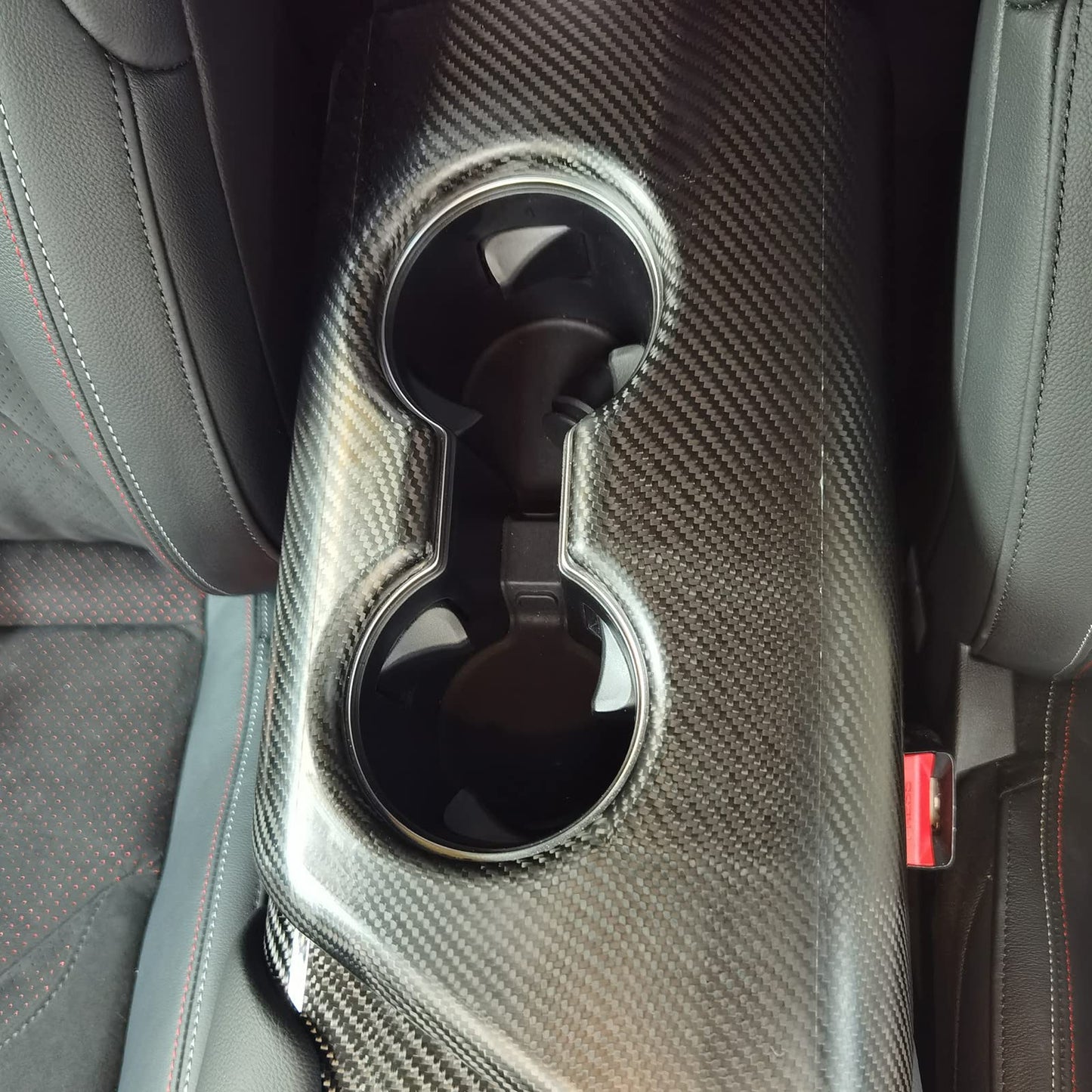 TongSheng Real Carbon Fiber Compatible with Toyota Supra GR A90 A91 MK5 2019-2022 2023 2024 Car Central Control Armrest Box Cover Panel,Center Console Cup Holder Cover Trim (Black Carbon Fiber)
