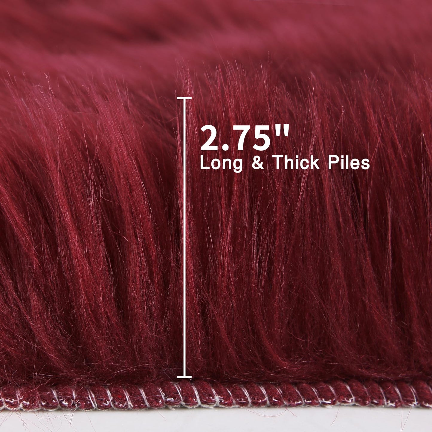 duduta Burgundy Faux Fur Rug 3x5 ft for Nursery Girls Bedroom, Fluffy Shag Rectangle Sheepskin Rug Machine Washable