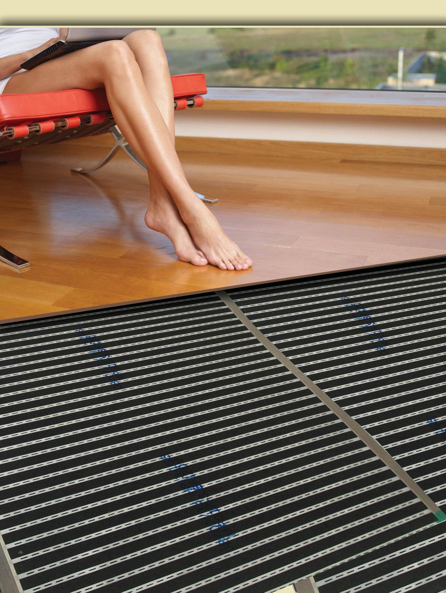 QuietWarmth Float 2-in-1 Kit QWF3X166F240VAL Radiant Floor Heating Mat w/Smart Home Thermostat for Laminate, Wood, Luxury Vinyl Floating Flooring- Cuttable Mat Size 3’x16.7' 240Volt (Covers 50sf)