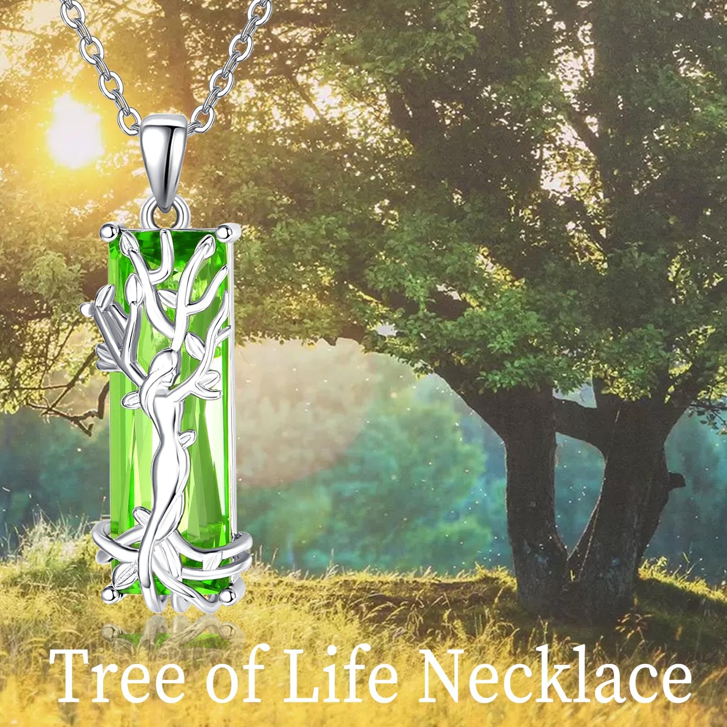 AENEAS Valentines Day Gifts for Women Her Tree of Life Necklace for Women 925 Sterling Silver Family Tree of Life Pendant Green Crystal Jewelry Gifts for Wife Her