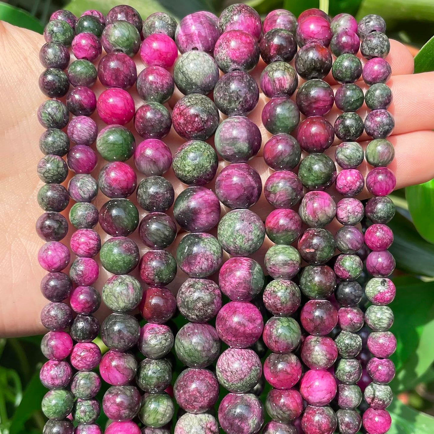 NITOPUPU 10mm 37pcs Tourmaline Persian Jade Natural Stone Beads for Jewelry Making Supplies, Round Crystal Beads for Bracelets Necklace DIY Crafts