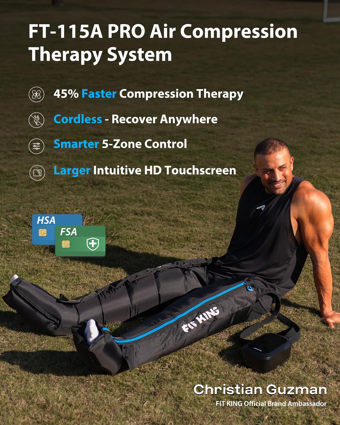 FIT KING Upgraded Leg Massager Recovery Boots, Professional Air Compression Recovery System for Circulation & Athlete-Level Fast Recovery, Cordless Rechargeable Compression Boots (Medium)