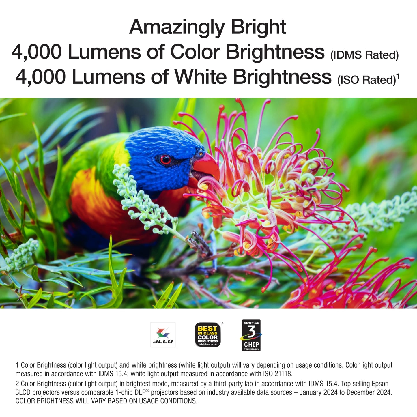 Epson Home Cinema 980 3-Chip 3LCD 1080p Projector 4,000 Lumens Color and White Brightness, Streaming/Gaming/ Media Room, Built-In Speaker, Auto Picture Skew, 16000:1 Contrast, 2 HDMI Ports