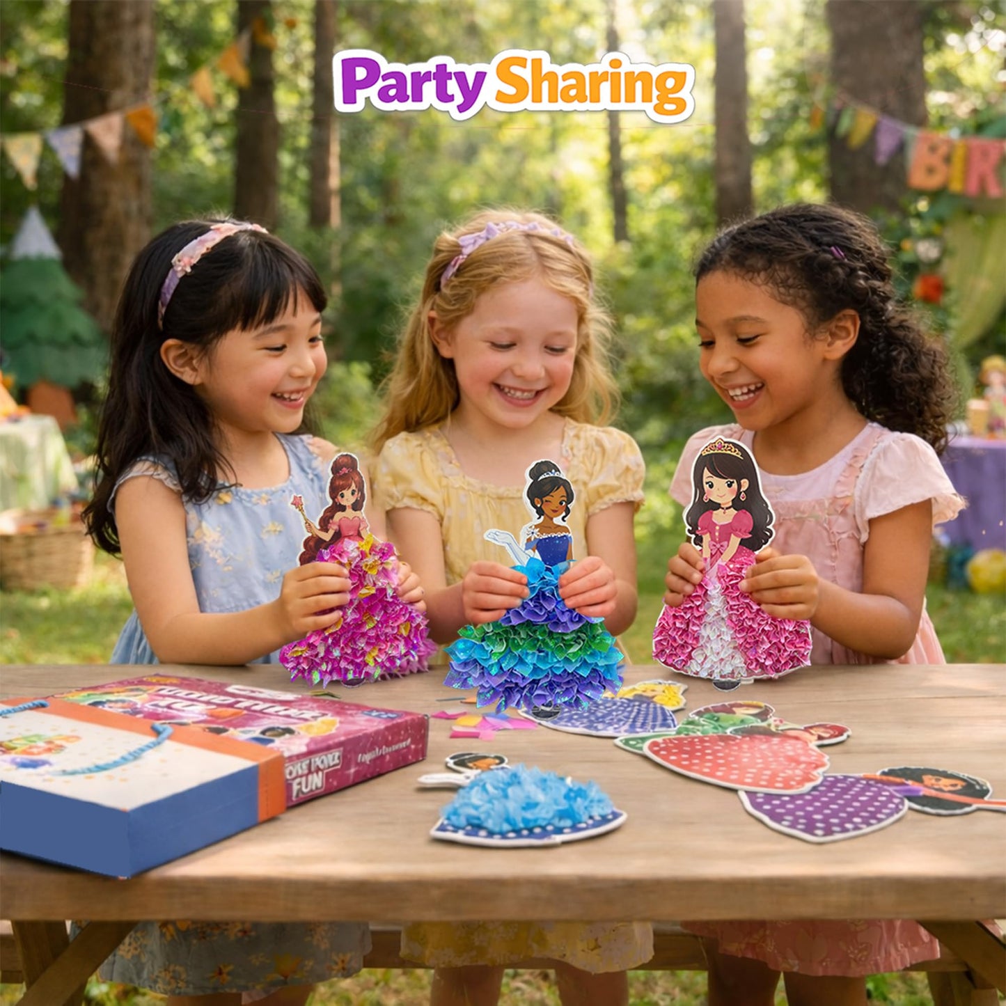 PoKraft Magical Princesses Poke Art, Paper Craft Kit with Gift Bag, Mess-Free Fun for Kids 3-9, Colorful DIY Activity Toys Games, Perfect Birthday Gifts for Girls, Builds Fine Motor Skills