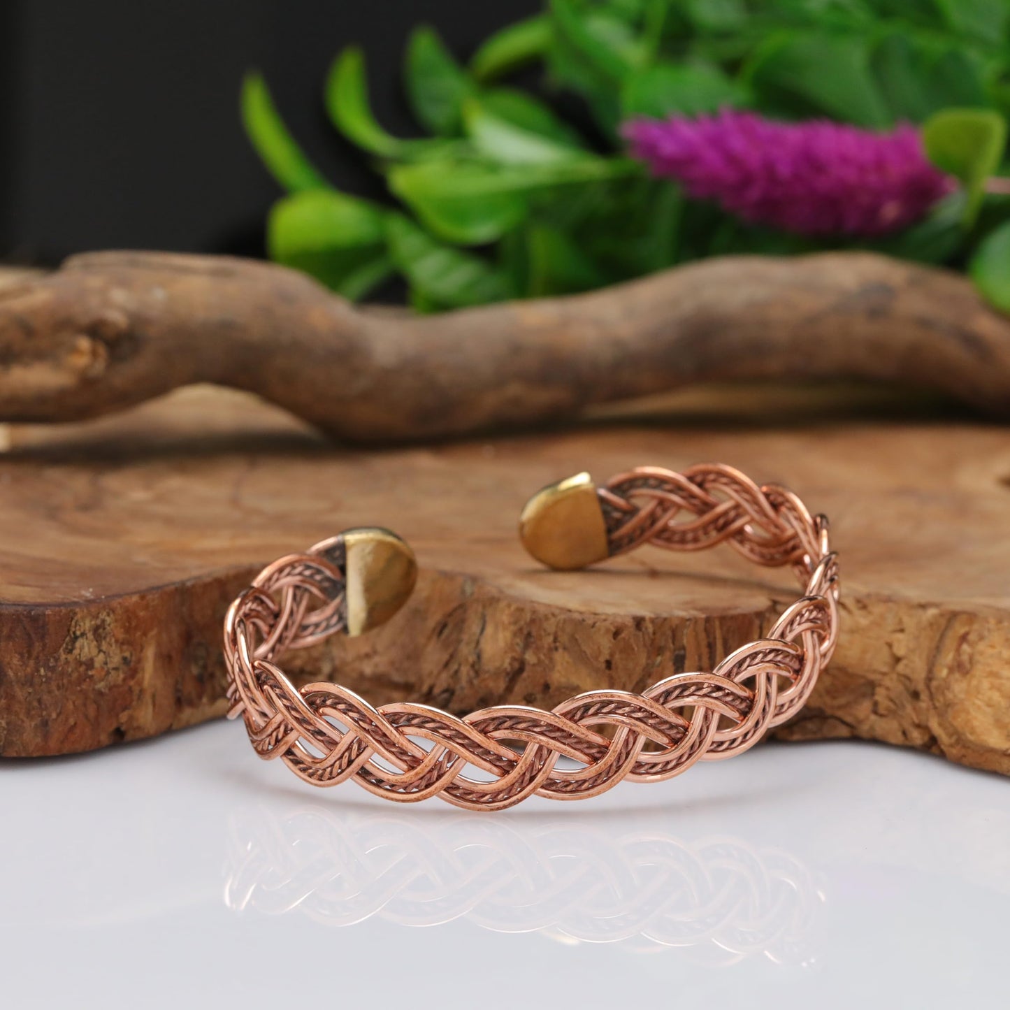 Handmade Elegant Copper Bracelet for Women - Pure Copper Bracelet for Pain Relief and Stress Relief - Adjustable Entwisted Copper Bracelet to Fit many Size Wrist(fancy knitted) (fancy knitted)