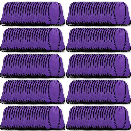 Grneric 200Pcs Drawstring Backpack Bulk Cinch Sackpack Drawstring Bags Nylon for Gym Party Trip(Purple)