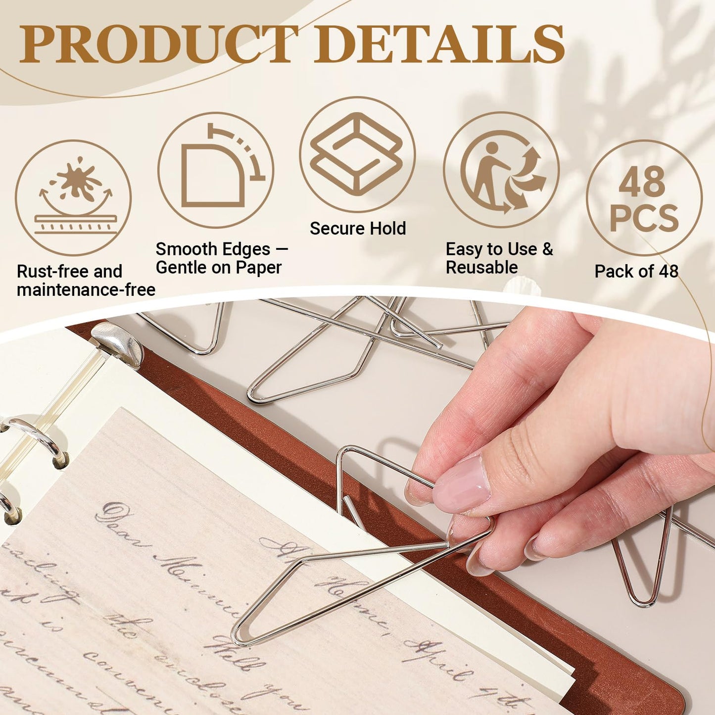 Tosstuki 48 Pcs Ideal Paper Clamps Butterfly Clips Large Mental Butterfly Wire 2.56 x 1.69 Inch No. 1 Size Silver Durable Metal Clips for Crafting Sewing Paper Fabric DIY Project Holders