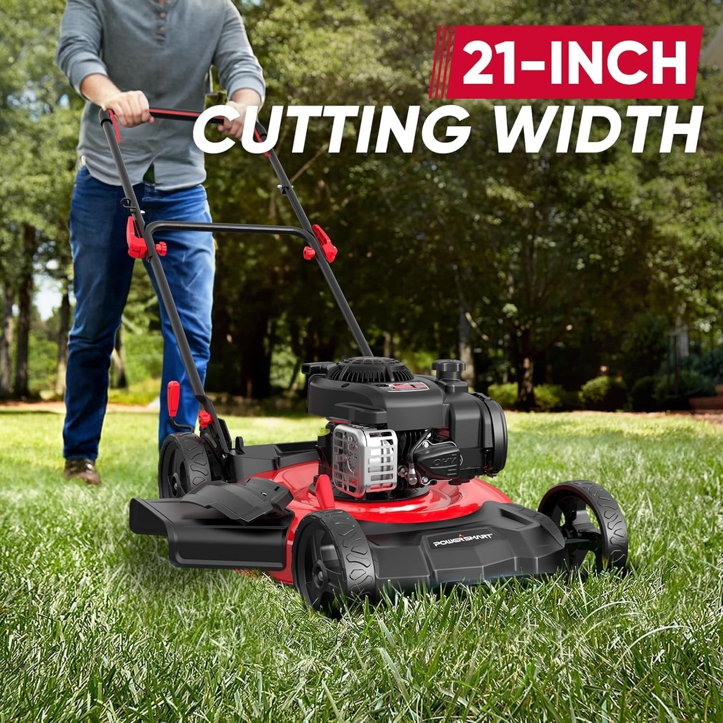 PowerSmart 21" Push Lawn Mower with B&S 125cc Engine - Lightweight & Easy Assembly