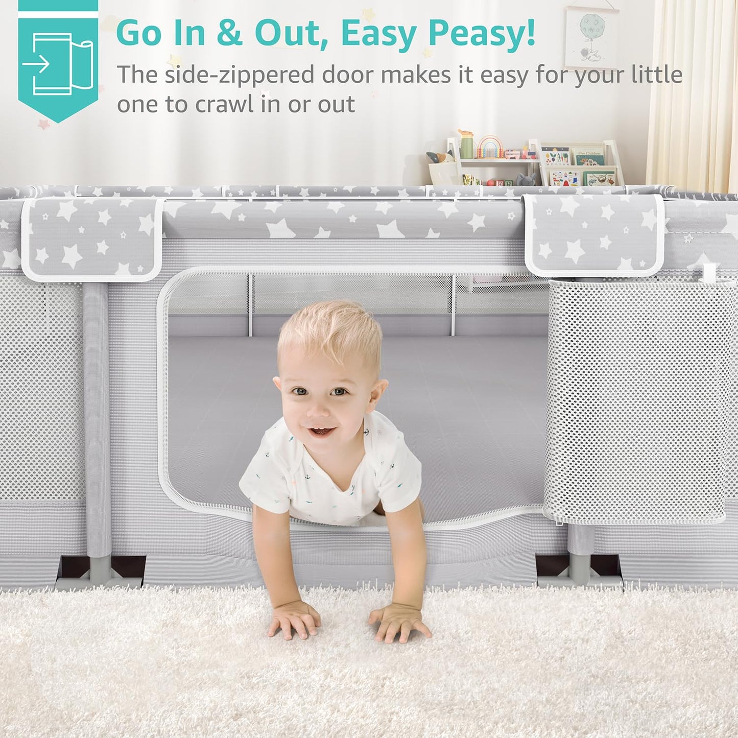 Large Baby Playpen for Babies and Toddlers - 70x59in Giant Play Pen for Babies 6-12 Months Big Play Yard for Toddlers 1-3 Play Pens for Toddler Indoors Playyard Fence Pin Corrales para Bebes Grey-s