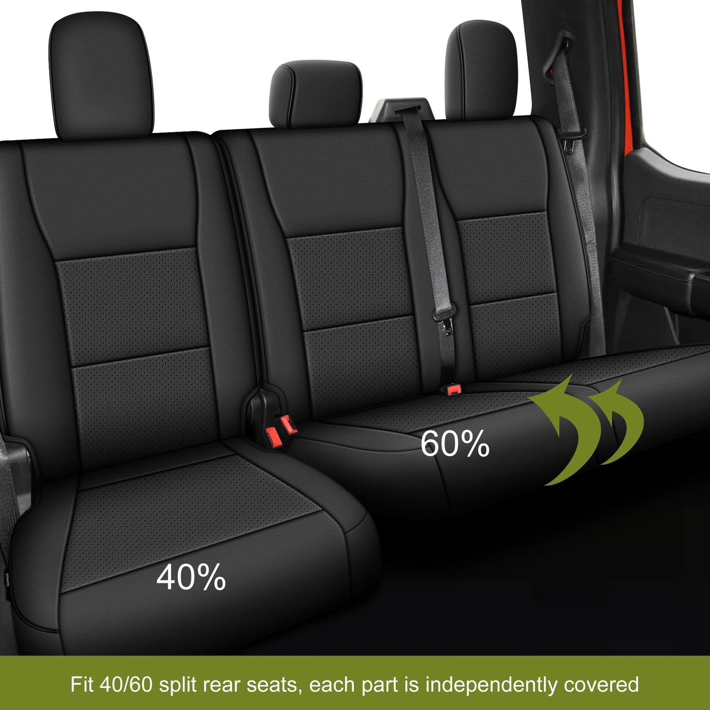 AOMSAZTO Seat Covers for Ford F150 XL XLT: 2015-2024 2025 SuperCrew & F250 F350 F450 2017-2024 Super Duty Crew Cab XL XLT, Custom Fit Full Set Faux Leather Black