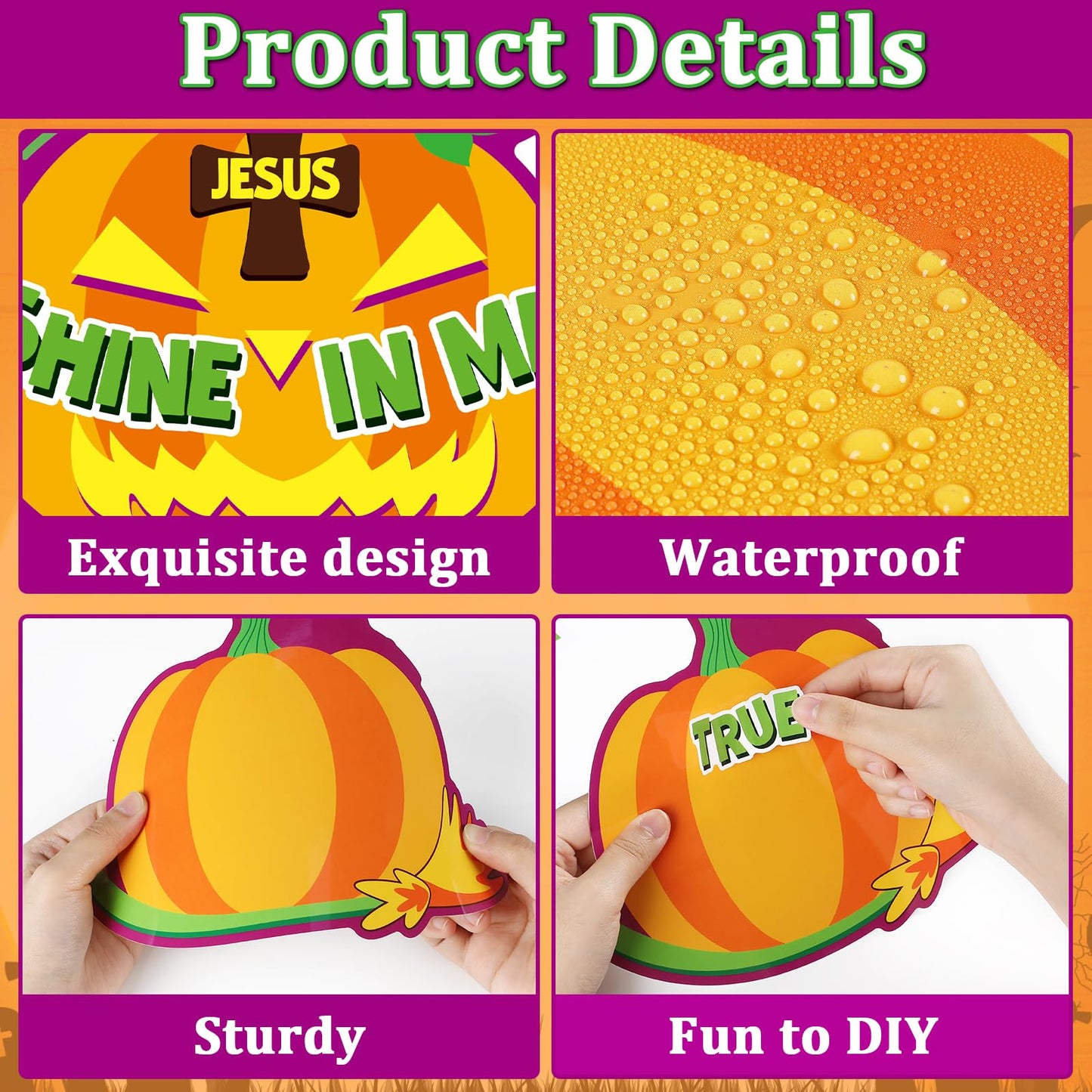 Lonfliness 36PCS Halloween Christian Jesus Fall Pumpkin Crafts DIY Christian Cross Religious Faith Crafts Pumpkin Decorating Sticker Classroom Decorations Sunday School Craft Kit Party Favors