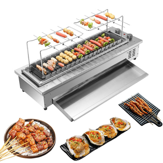 Commercial Barbecue Oven,Tabletop Kebab Roaster,Smokeless Searing Grill,Built-in Rotisserie Stove,Electric Skewers Barbeque Grill,Kebab Roasting Equipment,360° Rotary,16 Skewers,220V