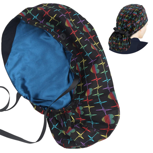 ABAMERICA Ponytail Scrub Caps for Women Surgical Caps Nurse Hat with Functional Ponytail Holder for Long Hair, Single or Satin-Lined