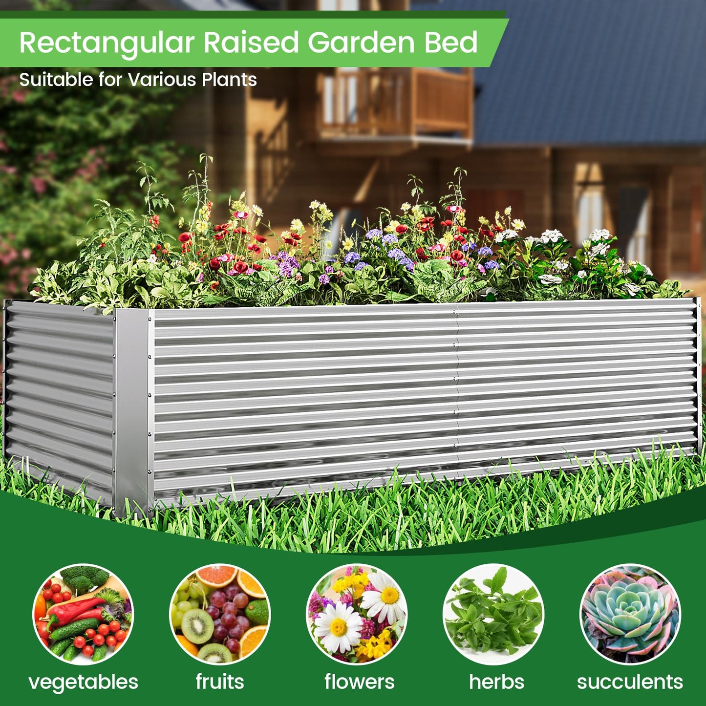 FRIZIONE 2pcs Tall 6x3x1.5ft Galvanized Raised Garden Bed Outdoor,Steel Garden Bed for Vegetables,Above Ground Garden Box for Flower,Metal Raised Beds for Gardening