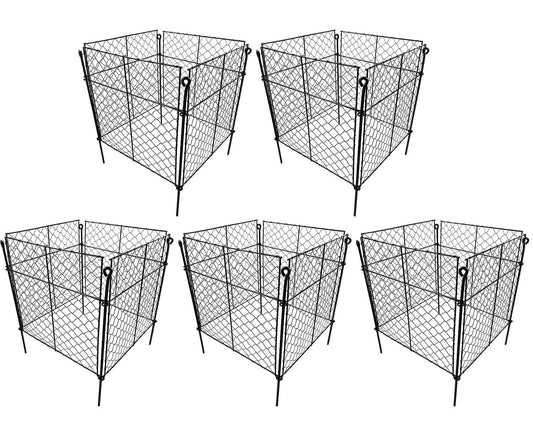 5 Pack Plant Protectors from Animals, 20Pcs 1" Mesh DIY Plant Cages 13.8"x13.8"x12", Metal Garden Animal Barrier with Stakes, Keep Rabbits & Chipmunks Out for Vegetables, Shrubs & New Plants