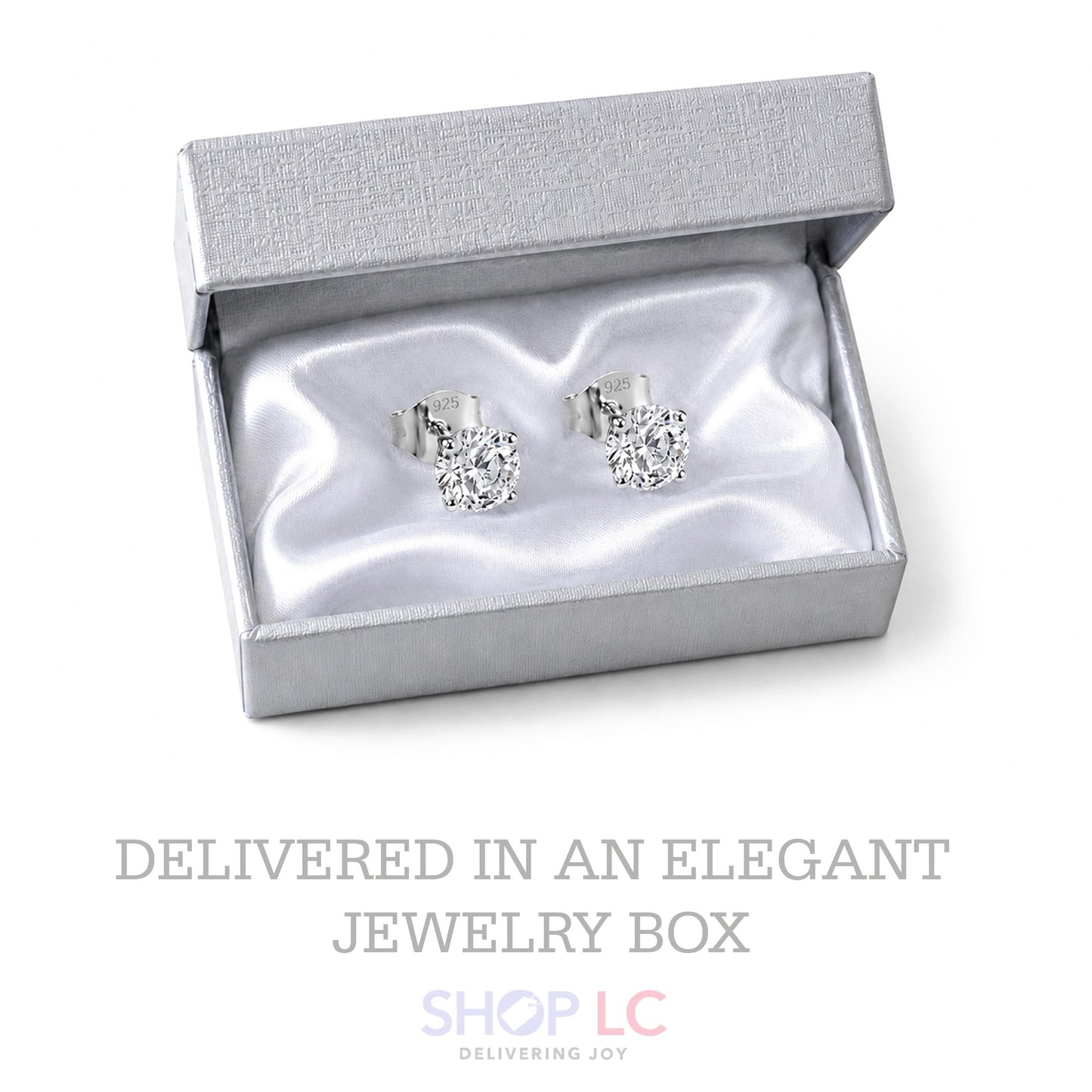 Shop LC Lab Grown Diamond Stud Earrings for Women | 0.25 | G-H Color SI Clarity | 925 Sterling Silver Platinum Plated | Round | 4-Prong Basket | Push Back | Fine Jewelry