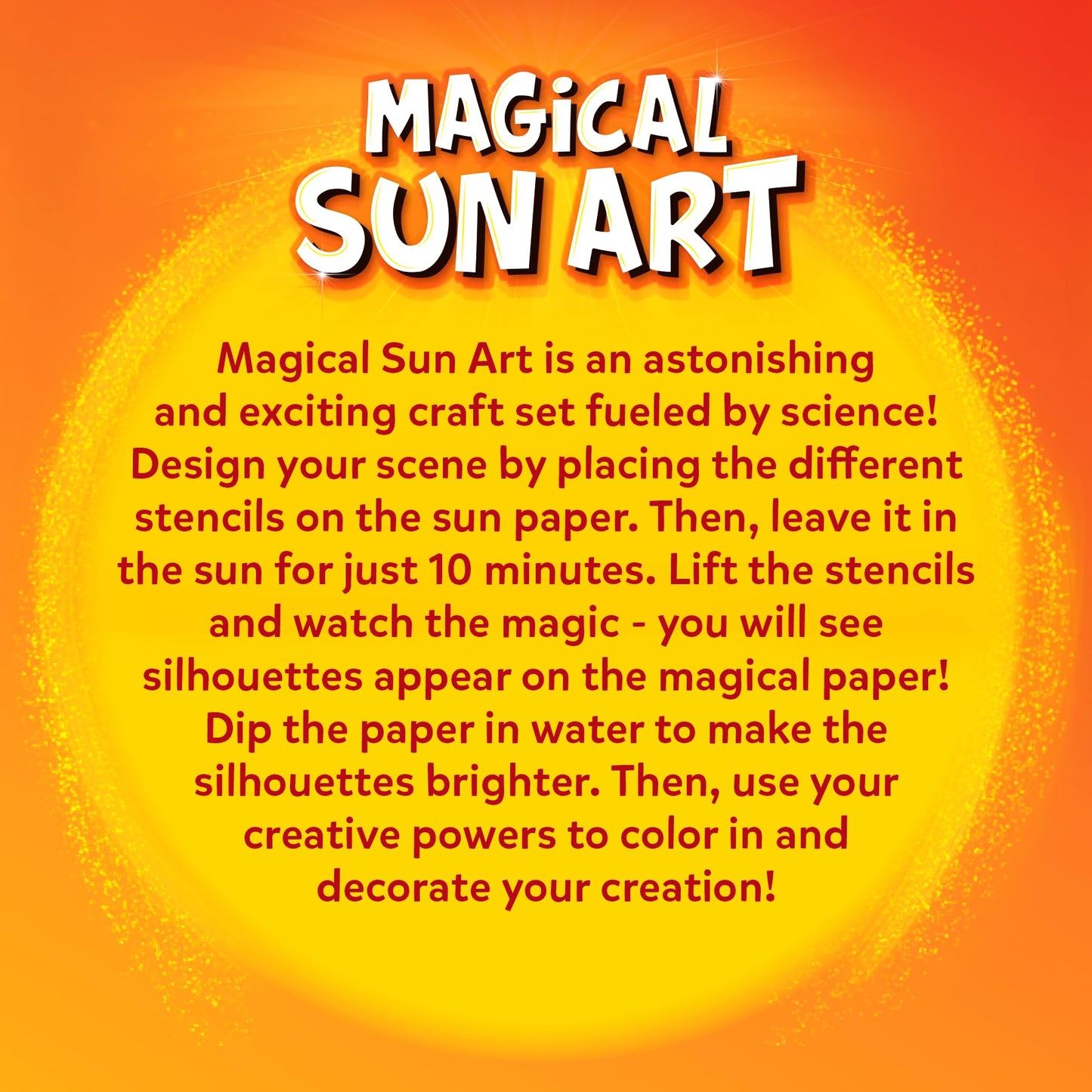 Skillmatics Sun Paper Art Kit - STEM Craft Kit for Kids with Decorative Paper, Stencils & Markers, Create with Sunlight, Mess-Free, Indoor Fun, Gifts for Ages 4, 5, 6, 7, 8, 9, 10, 11, 12