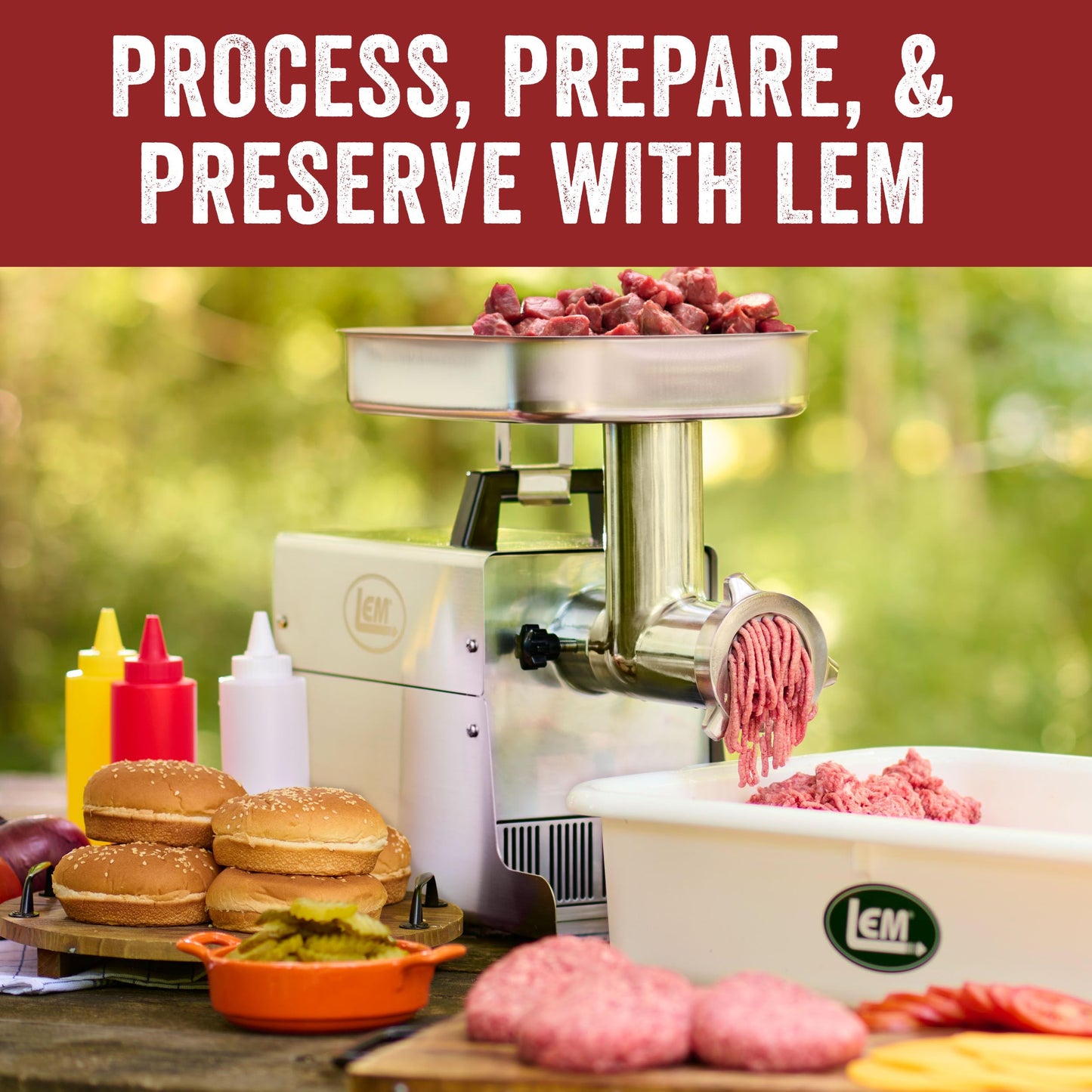 LEM Products BigBite #22 Meat Grinder, 1.0 HP Stainless Steel Electric Meat Grinder Machine, Ideal for Heavy Use