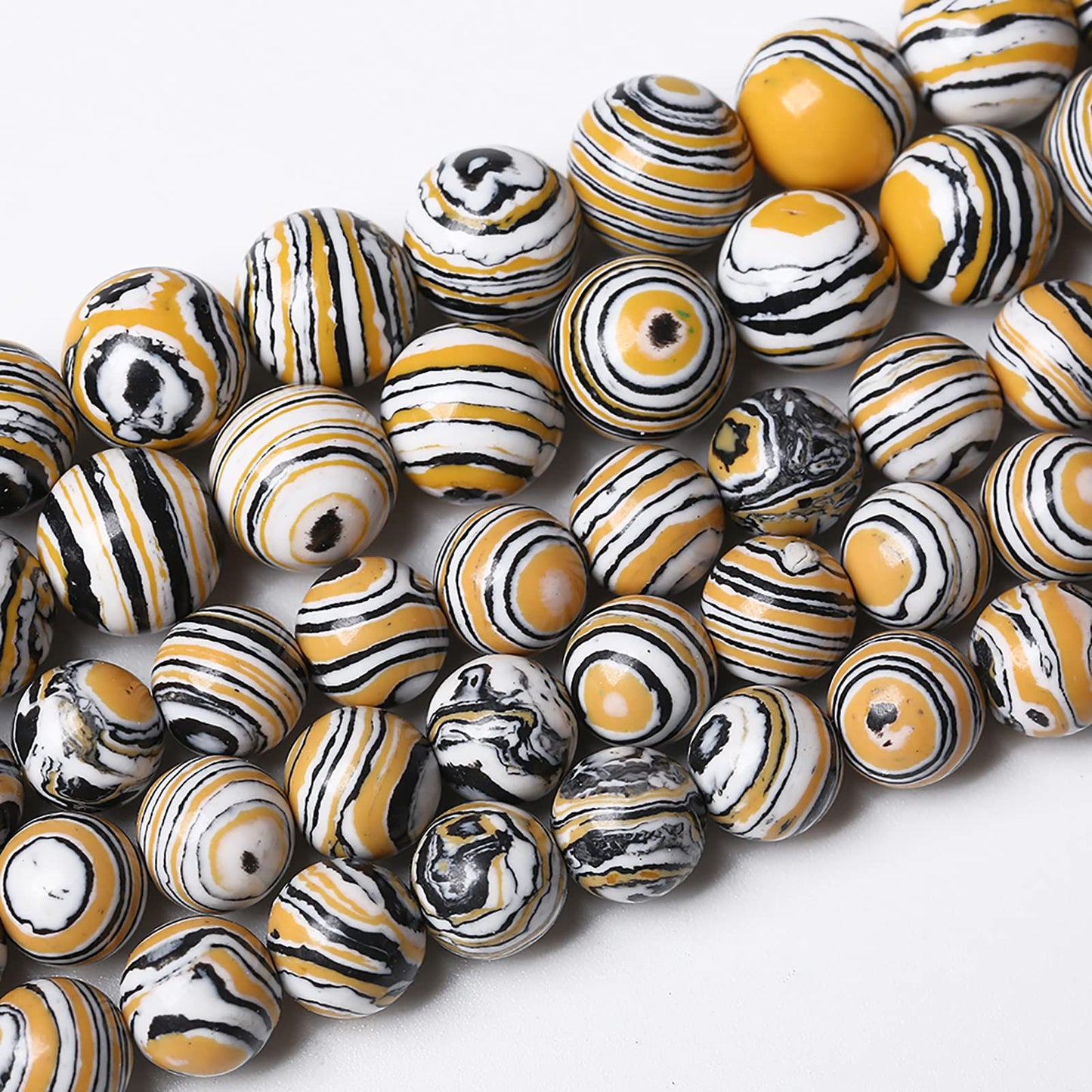 90pcs 4mm Natural Yellow Malachite Beads Round Loose Beads for Jewelry Making DIY Bracelets Necklace Crystal Energy Healing Power Stone(4mm, Yellow Black Malachite)