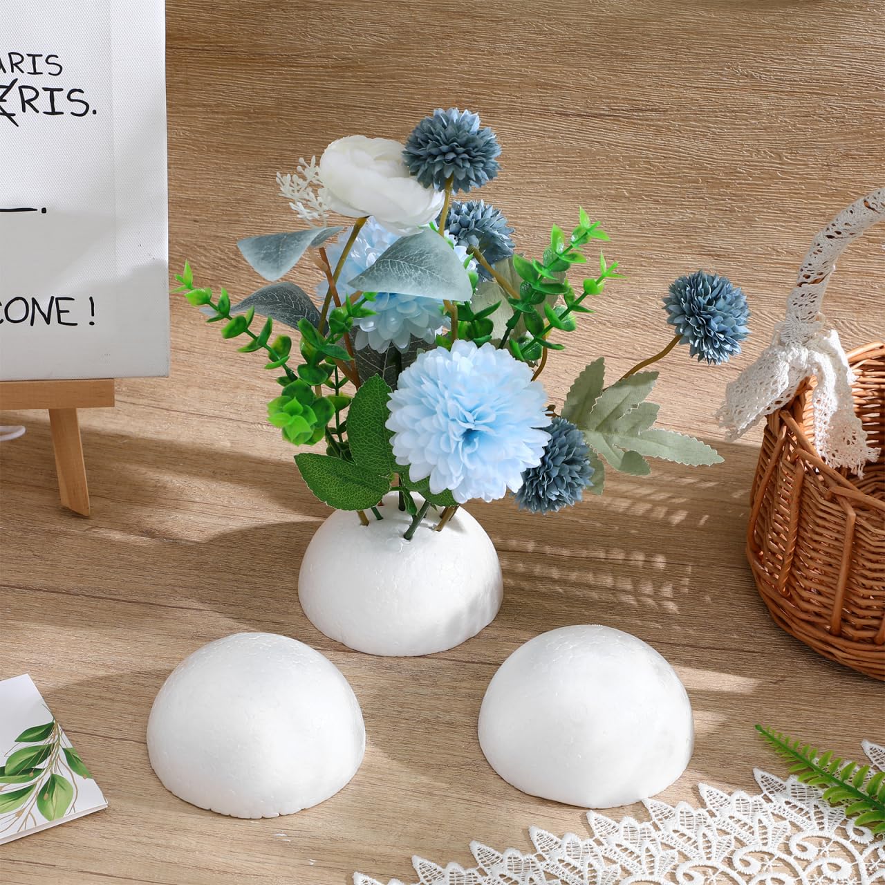 BESTOYARD 20Pcs Floral Foam Half Sphere, 4 Inch Styro Foam Balls for Artificial Flowers, White Round Arrangement Supplies, Bouquet Holder for Wedding, Plant Bouquet