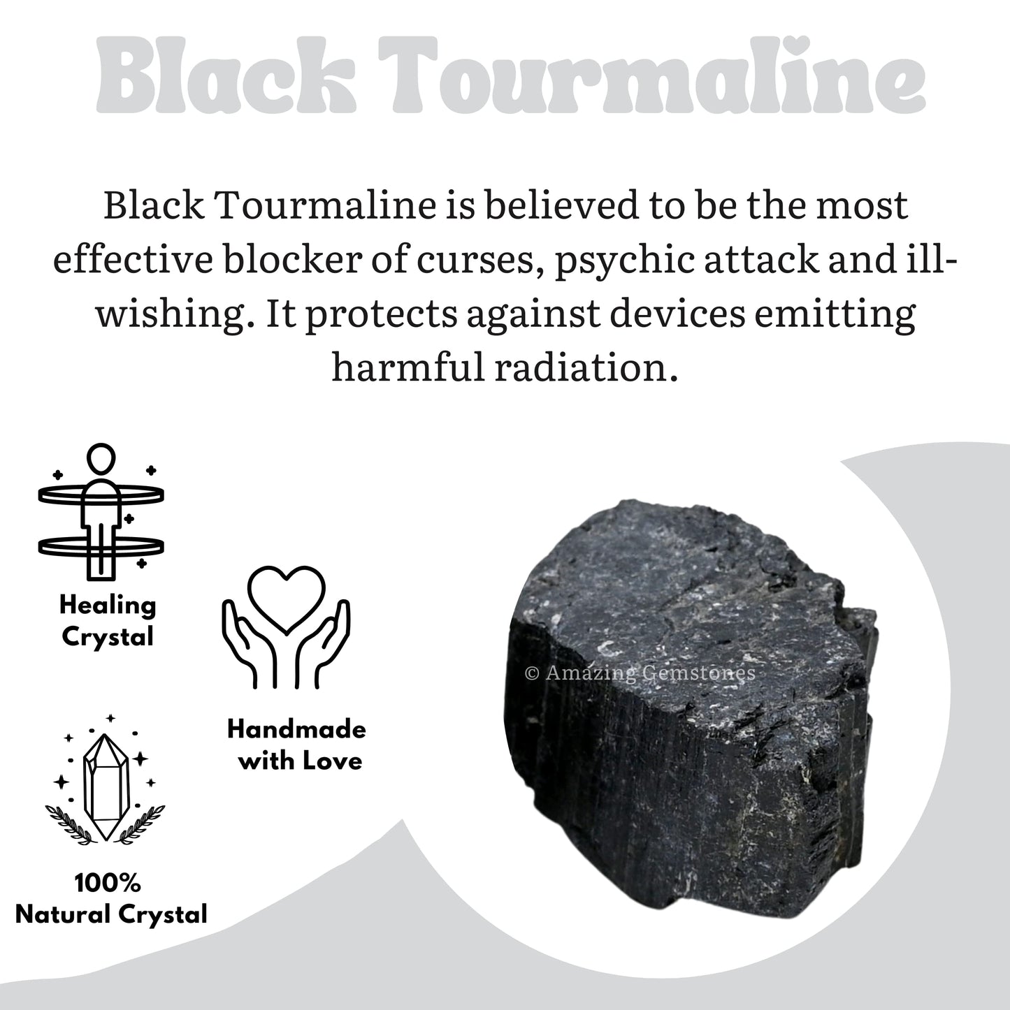 Amazing Gemstone Black Tourmaline Crystals Rough Stone in Bulk, 1/2lb Regular Pieces Turmalina Negra Piedra Originales, Large Black Tourmaline Crystal Healing Stones for Protection